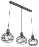 Nowoczesna lampa wisząca czarna 3-światłowa - Saffira Nowoczesny Oswietlenie wewnetrzne