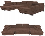 Narożnik kształt U rozkładany f. spania Savio Family meble brąz sztruks