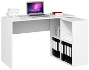 Białe Biurko Komputerowe Narożne Z Regałem F4-G89