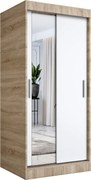 Szafa przesuwna MODUO COMFORT 90 dąb sonoma/biała mat z lustrem po lewej MKPOL