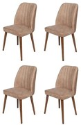 Zestaw krzeseł do jadalni Alfa Beige and Walnut, 4 szt.