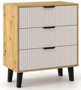 Komoda z 3 szufladami na nóżkach dąb artisan + kaszmir E6-Z58
