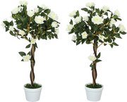 Outsunny Sztuczny krzew, Sztuczna roślina w doniczce cementowej, sztuczna roślina