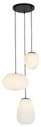 Designerska lampa wisząca czarna 3-światłowa z opalem - HeroDesignerski Oswietlenie wewnetrzne