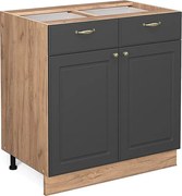 Szafka dolna do kuchni antracytowo-złoty 80x51.6x82 fame-line