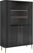Witryna Vesper 103 cm czterodrzwiowa - czarny / złote nogi