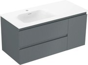 Mexen Rivel szafka łazienkowa 100 cm z umywalką Vela lewą, 2S, 1D, ryflowana, grafit/biała mat - 91A23-10047-3-BBFFF66-W23L01