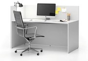 Zestaw mebli biurowych single z parawanem SEGMENT, lewy, biały/biały