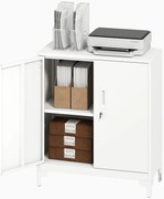 HOMCOM Szafa biurowa z metalu z zamykanymi drzwiami, biurko, 2-poziomowa konstrukcja, Biała