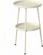 Outsunny Stolik pomocniczy Ø36 cm, stolik balkonowy z metalu, stolik tarasowy, okrągły stolik na taras, balkon, kremowy | Aosom PL