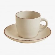 Zestaw 2 Filiżanek Do Kawy Ronilena Z Kamionki Ze Spodkami, 22 Cl Tapioka Beżowy - Brązowy - Sklum