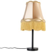 Klasyczna lampa stołowa czarna z abażurem w stylu granny w kolorze złotym 30 cm - Simplo