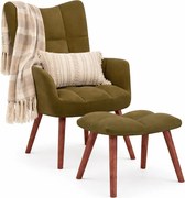 Brązowy tapicerowany welurem fotel pikowany B6-C39