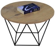 Okrągły stolik kawowy z metalowym stelażem dąb lancelot A5-B26