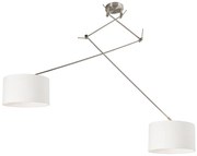 Stalowa lampa wisząca z kloszem 35 cm biała regulowana 2-światłowa - Blitz Nowoczesny Oswietlenie wewnetrzne