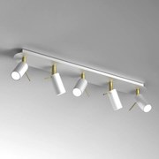 Lampa sufitowa PRESTON GOLD/WHITE 5x mini GU10, 5 kloszy, biała, kierunkowa