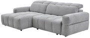 Kanapa narożna  z funkcją relaksu, lewostronna, z elektrycznie wysuwanym siedziskiem w szarym materiale CARIALA