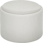 HOMCOM Puf z miejsem do przechowywania, Okrągły, Podnóżek, Sztruks, MDF, Kremowy