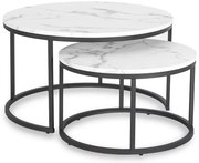 Zestaw nowoczesnych biały stolików marmur H7-N84