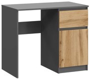 Biurko wąskie z szufladą na komputer antracyt + dąb wotan R7-R46