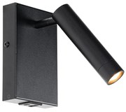 Nowoczesna lampa ścienna czarna z regulowanym USB - Croft