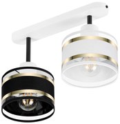Lampa sufitowa biała dwupunktowy spot z czarno-białymi abażurami T-330