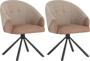 Zestaw 2 krzeseł do jadalni - tkanina i metal - brąz i beż - LAZAR