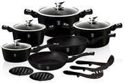 Czarny zestaw nowoczesnych garnków i patelni W8-Z31