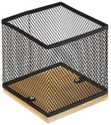 Organizer na biurko, bambus/metal, 10 x 10 x 10 cm