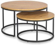 Komplet 2 Okrągłych Stolików Do Salonu Dąb Złoty B6-W60