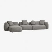 Modułowa 3-częściowa Lewa Sofa Z Szezlongiem W Kolorze Szenilu Coco Granitowo-szary Gruby Szenil - Sklum