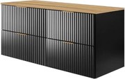 Szafka pod umywalkę, Czarny / Dąb Craft + złoty uchwyt, 120 ( 2 x 60) x 57 x 46 cm + Blat