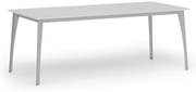 Stół konferencyjny do biura PRIMO OMEGA, 200x90 cm, szara podstawa, biały