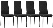HOMCOM Zestaw 4 Krzesła Jadalniane Kuchenne Nowoczesny Design 41x50x97cm Czarne | Aosom PL