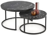 Zestaw loftowych stolików czarny kawowych marmur R5-T44