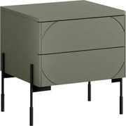 Szafka nocna z dwoma szufladami Sonatia na metalowych nogach 45 cm - oliwka