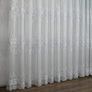 Firana haftowana Ananas wzorzysta biała dekoracyjna wys. 250 cm