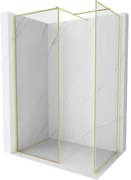 Mexen Kioto-XF ścianka prysznicowa Walk-in z ramką 80 x 70 cm, transparent 10 mm, złota szczotkowana - 800-080-202-04-55-070-XF