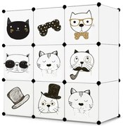 Szafa Szafka modułowa dziecięca 9x - W02, Biało-Czarna, Koty