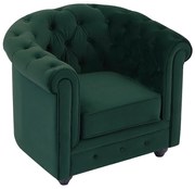 Fotel z zielonego weluru - CHESTERFIELD