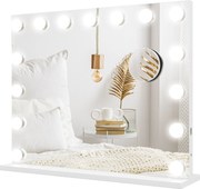 HOMCOM Kosmetyczne Lustro LED, 3 Tryby Światła, Ściemnialne, Sterowanie Dotykowe, USB, 58x48cm, Biały