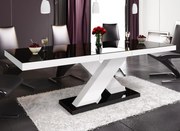 Stół rozkładany w wysokim połysku Xenon z czarnym blatem na białej nodze