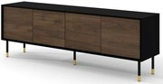 Frezowana szafka pod TV czarny + dąb catania M8-S99