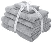 Jasnoszare bawełniane ręczniki frotte zestaw 6 szt. Anti-Bacterial – Catherine Lansfield