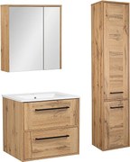 Zestaw Łazienkowy 60cm Vivien Dąb Wotan Słupek Szafka z Lustrem