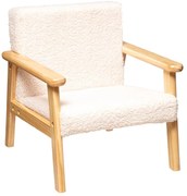 Fotel dla dziecka z obiciem typu miś i stelażem z drewna sosnowego, wys. siedziska 28 cm