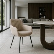 Krzesło Tapicerowane do Salonu MALAGA Beżowe Nowoczesne