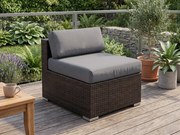 Siedzisko z brązowego technorattanu z szarą poduszką