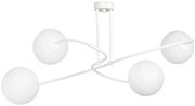 Biała lampa sufitowa z mlecznymi kloszami - 4X D100 E4-K93