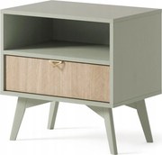 STOLIK NOCNY EUKALIPTUS JODEŁKA SCANDI 54x54x38 cm drewniane nóżki FORESA